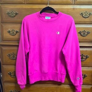 Champions Crewneck Sweater - Hot Pink. Vintage Style.